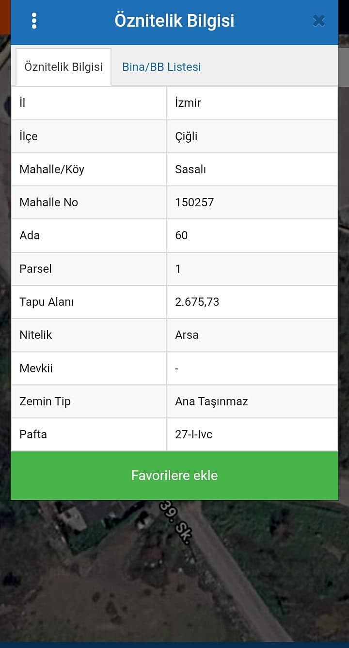 İzmir Çiğli Sasalı Satılık Arsa